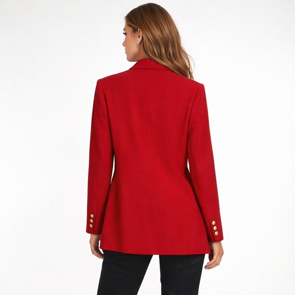 Vintage Talbots Red Wool Blazer Single Breasted Womens 8 Gold Buttons Academia - Picture 9 of 16